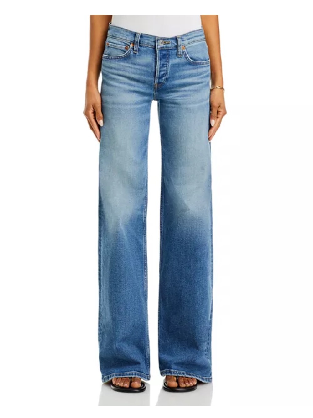 Re done denim wide leg low rise jeans